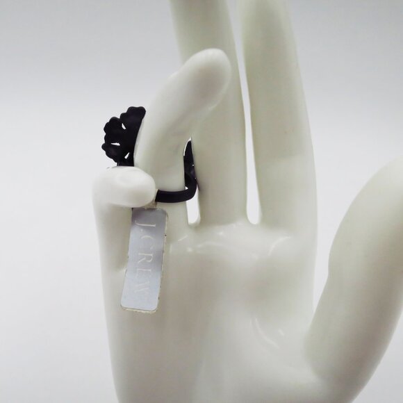 NWT J. Crew Dogwood Blossom Matte Black with Gems Cocktail Ring Size M - Picture 15 of 16